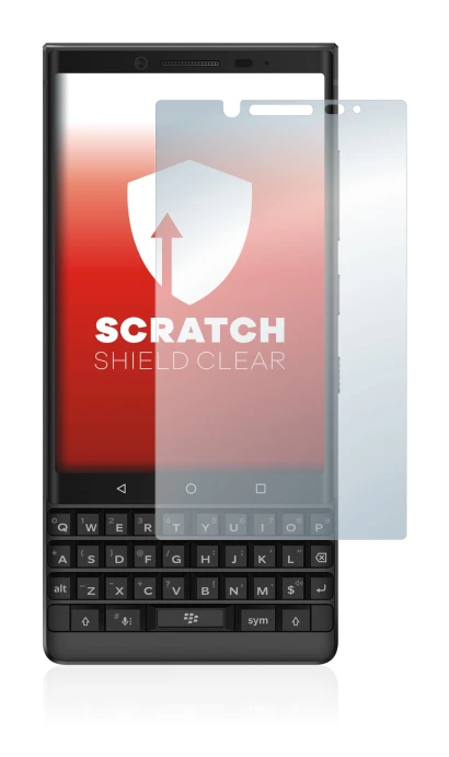 Immagine del dispositivo BlackBerry Key2 con un'ampia varietà di protezioni per lo schermo.