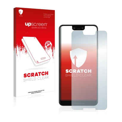 Parte frontale di una confezione del prodotto con il logo del marchio upscreen. Accanto è raffigurato il dispositivo Google Pi