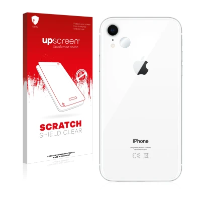 Parte frontale di una confezione del prodotto con il logo del marchio upscreen. Accanto è raffigurato il dispositivo Apple iPh