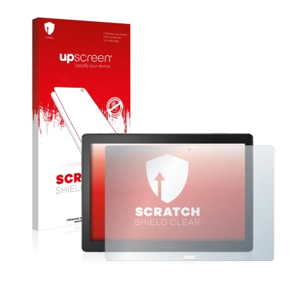 Parte frontale di una confezione del prodotto con il logo del marchio upscreen. Accanto è raffigurato il dispositivo Lenovo Ta