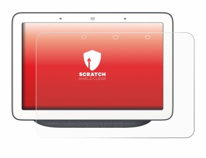 Immagine del dispositivo Google Home Hub con un'ampia varietà di protezioni per lo schermo.