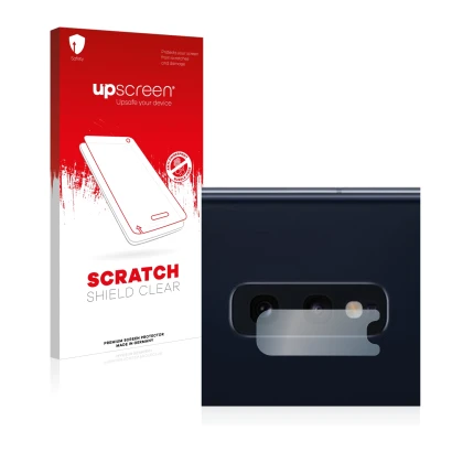 Parte frontale di una confezione del prodotto con il logo del marchio upscreen. Accanto è raffigurato il dispositivo Samsung G