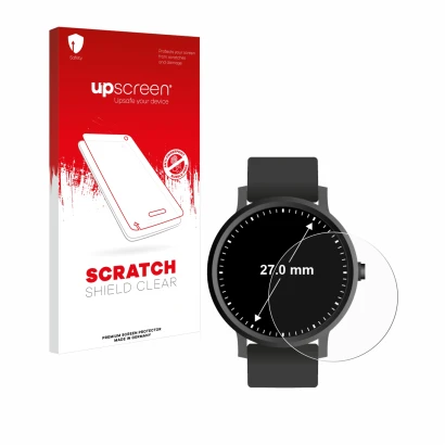 Parte frontale di una confezione del prodotto con il logo del marchio upscreen. Accanto è raffigurato il dispositivo Circolare
