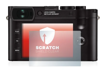 Immagine del dispositivo Leica Q2 con un'ampia varietà di protezioni per lo schermo.