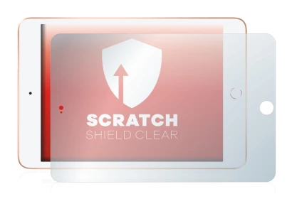 Immagine del dispositivo Apple iPad Mini 5 2019 (in formato orizzontale, 5a Gen.) con un'ampia varietà di protezioni per lo sc