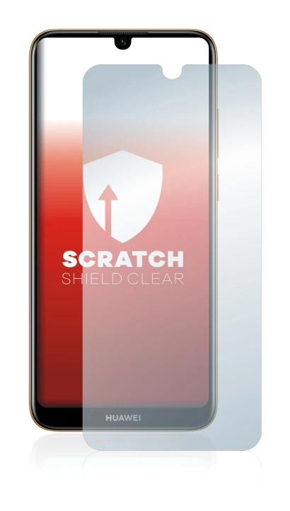 Immagine del dispositivo Huawei Y6 2019 con un'ampia varietà di protezioni per lo schermo.