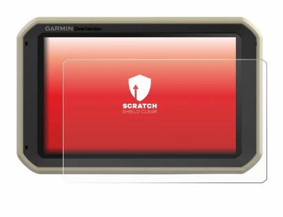 Immagine del dispositivo Garmin Overlander con un'ampia varietà di protezioni per lo schermo.