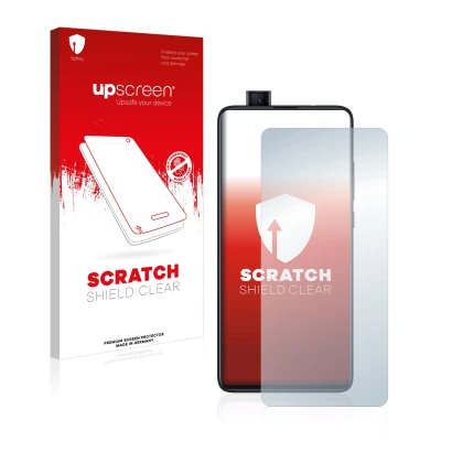 Parte frontale di una confezione del prodotto con il logo del marchio upscreen. Accanto è raffigurato il dispositivo Xiaomi Mi