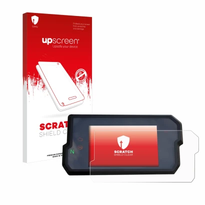 Parte frontale di una confezione del prodotto con il logo del marchio upscreen. Accanto è raffigurato il dispositivo KTM 125 /