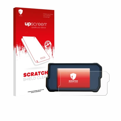 Parte frontale di una confezione del prodotto con il logo del marchio upscreen. Accanto è raffigurato il dispositivo KTM 790 A