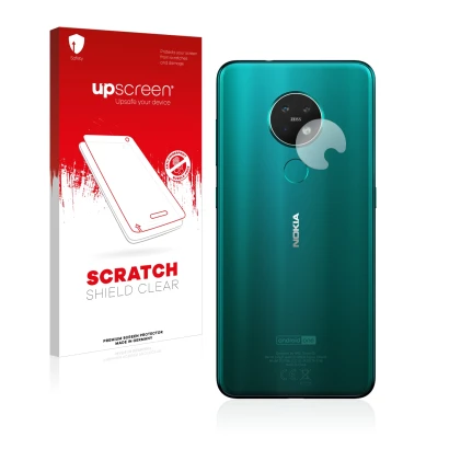 Parte frontale di una confezione del prodotto con il logo del marchio upscreen. Accanto è raffigurato il dispositivo Nokia 7.2