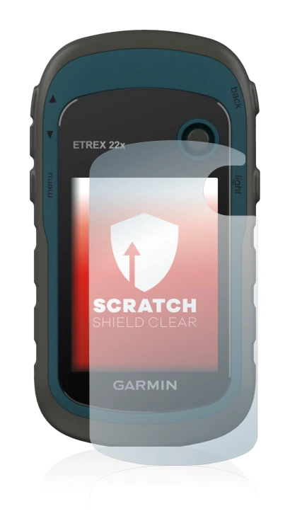 Immagine del dispositivo Garmin eTrex 22x con un'ampia varietà di protezioni per lo schermo.
