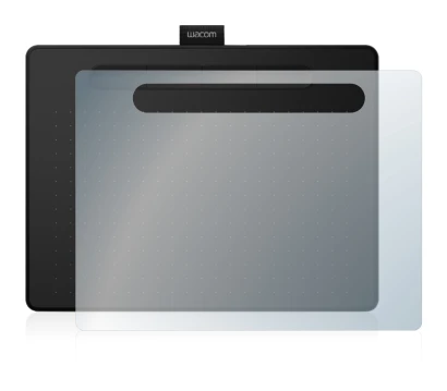 Immagine del dispositivo Wacom Intuos M con un'ampia varietà di protezioni per lo schermo.