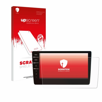 Parte frontale di una confezione del prodotto con il logo del marchio upscreen. Accanto è raffigurato il dispositivo Volkswage