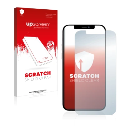 Parte frontale di una confezione del prodotto con il logo del marchio upscreen. Accanto è raffigurato il dispositivo Apple iPh