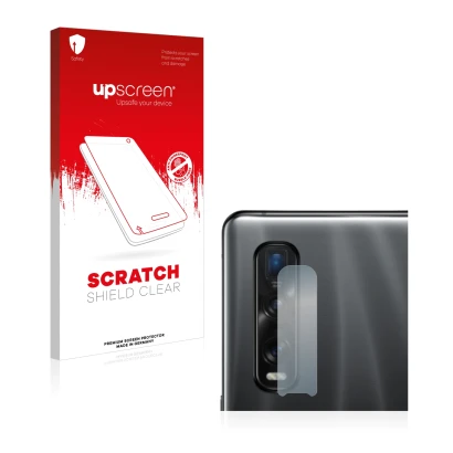 Parte frontale di una confezione del prodotto con il logo del marchio upscreen. Accanto è raffigurato il dispositivo Oppo Find