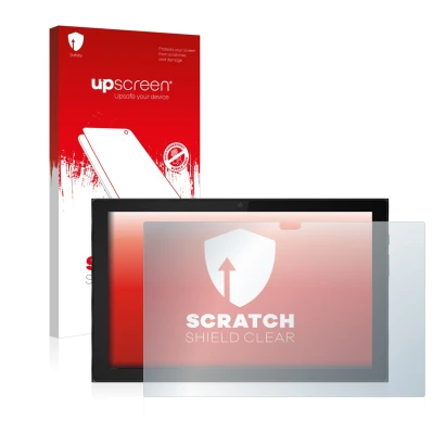 Parte frontale di una confezione del prodotto con il logo del marchio upscreen. Accanto è raffigurato il dispositivo Lenovo Id