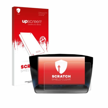 Parte frontale di una confezione del prodotto con il logo del marchio upscreen. Accanto è raffigurato il dispositivo Ford Edge