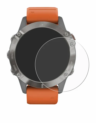 Immagine del dispositivo Garmin Fenix 6 Pro Solar con un'ampia varietà di protezioni per lo schermo.