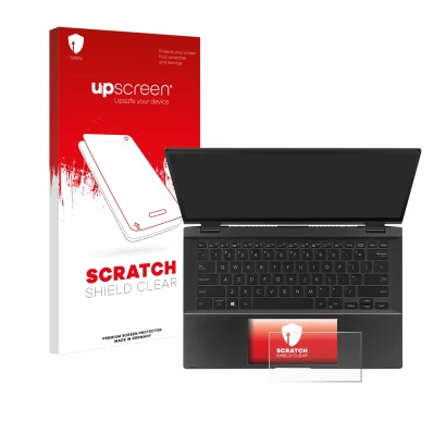 Parte frontale di una confezione del prodotto con il logo del marchio upscreen. Accanto è raffigurato il dispositivo ASUS ZenB