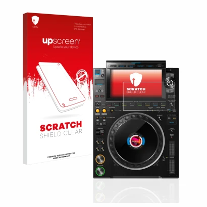 Parte frontale di una confezione del prodotto con il logo del marchio upscreen. Accanto è raffigurato il dispositivo Pioneer C