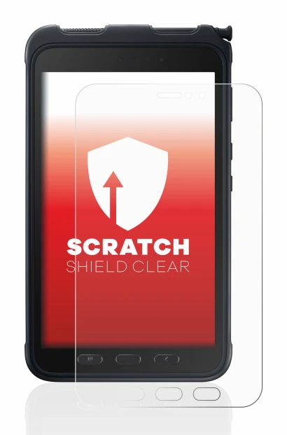 Immagine del dispositivo Samsung Galaxy Tab Active 3 con un'ampia varietà di protezioni per lo schermo.