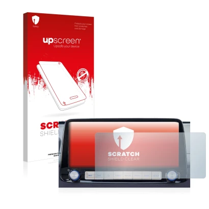 Parte frontale di una confezione del prodotto con il logo del marchio upscreen. Accanto è raffigurato il dispositivo Hyundai K