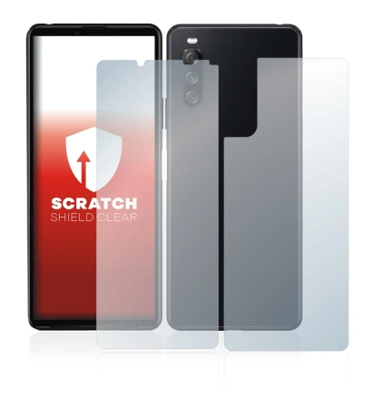 Immagine del dispositivo Sony Xperia 10 III (Fronte+Retro) con un'ampia varietà di protezioni per lo schermo.