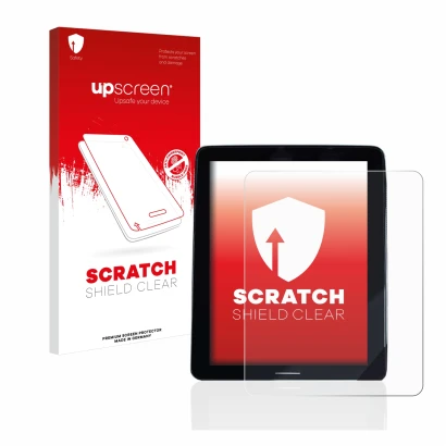 Parte frontale di una confezione del prodotto con il logo del marchio upscreen. Accanto è raffigurato il dispositivo Volvo Pol