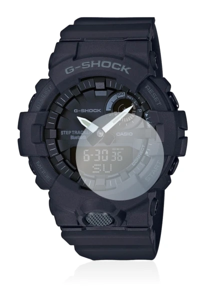 Immagine del dispositivo Casio G-Shock GBA800 con un'ampia varietà di protezioni per lo schermo.