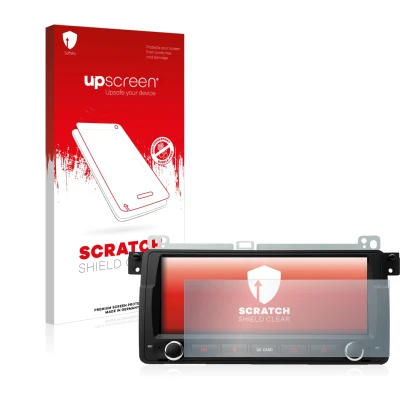 Parte frontale di una confezione del prodotto con il logo del marchio upscreen. Accanto è raffigurato il dispositivo Xtrons PQ