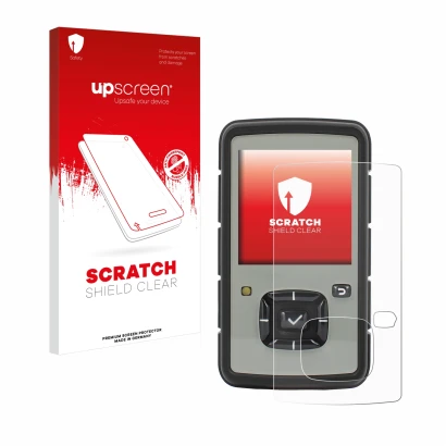 Parte frontale di una confezione del prodotto con il logo del marchio upscreen. Accanto è raffigurato il dispositivo TPL Birdy