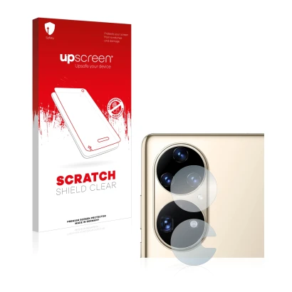 Parte frontale di una confezione del prodotto con il logo del marchio upscreen. Accanto è raffigurato il dispositivo Huawei P5