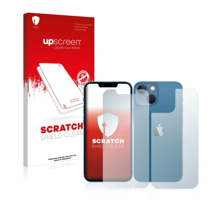Parte frontale di una confezione del prodotto con il logo del marchio upscreen. Accanto è raffigurato il dispositivo Apple iPh
