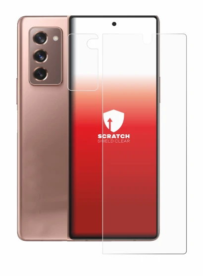 Immagine del dispositivo Samsung Galaxy Z Fold 2 5G (Fronte+Fotocamera) con un'ampia varietà di protezioni per lo schermo.