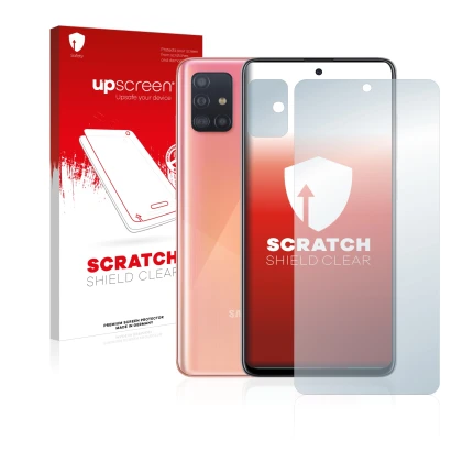 Parte frontale di una confezione del prodotto con il logo del marchio upscreen. Accanto è raffigurato il dispositivo Samsung G