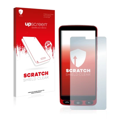 Parte frontale di una confezione del prodotto con il logo del marchio upscreen. Accanto è raffigurato il dispositivo Olympia N