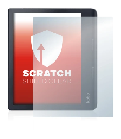 Immagine del dispositivo Kobo Sage con un'ampia varietà di protezioni per lo schermo.