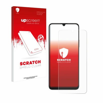 Parte frontale di una confezione del prodotto con il logo del marchio upscreen. Accanto è raffigurato il dispositivo Honor X7