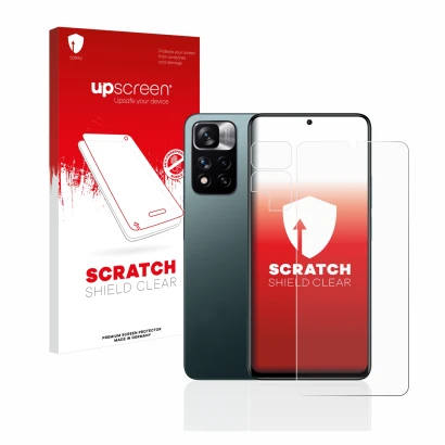 Parte frontale di una confezione del prodotto con il logo del marchio upscreen. Accanto è raffigurato il dispositivo Xiaomi Re
