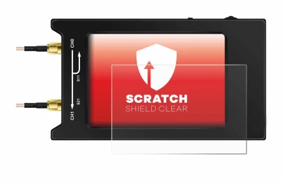 Immagine del dispositivo NanoVNA H4 con un'ampia varietà di protezioni per lo schermo.