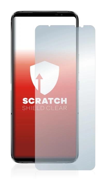Immagine del dispositivo ASUS ROG Phone 6 Pro con un'ampia varietà di protezioni per lo schermo.
