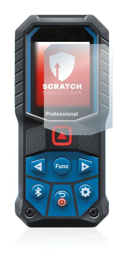 Immagine del dispositivo Bosch GLM 50-27 C con un'ampia varietà di protezioni per lo schermo.