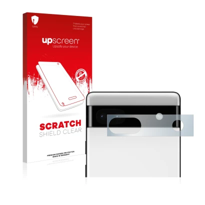 Parte frontale di una confezione del prodotto con il logo del marchio upscreen. Accanto è raffigurato il dispositivo Google Pi