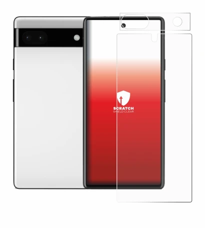 Immagine del dispositivo Google Pixel 6a (Fronte+Fotocamera) con un'ampia varietà di protezioni per lo schermo.