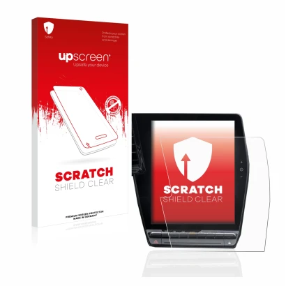 Parte frontale di una confezione del prodotto con il logo del marchio upscreen. Accanto è raffigurato il dispositivo Renault M