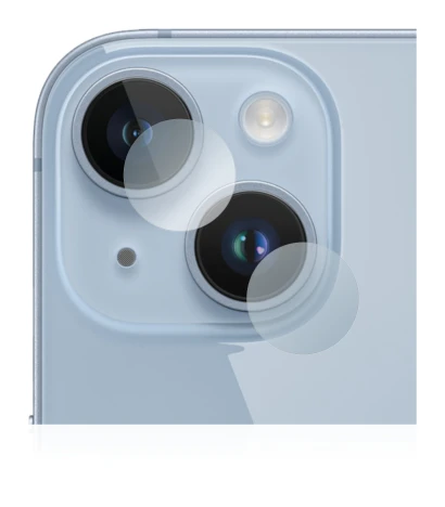 Immagine del dispositivo Apple iPhone 14 (SOLO Fotocamera) con un'ampia varietà di protezioni per lo schermo.