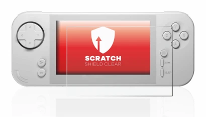 Immagine del dispositivo Evercade EXP con un'ampia varietà di protezioni per lo schermo.