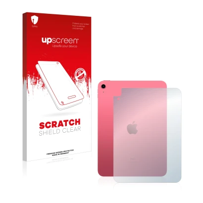 Parte frontale di una confezione del prodotto con il logo del marchio upscreen. Accanto è raffigurato il dispositivo Apple iPa
