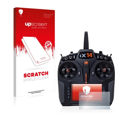 Parte frontale di una confezione del prodotto con il logo del marchio upscreen. Accanto è raffigurato il dispositivo Spektrum